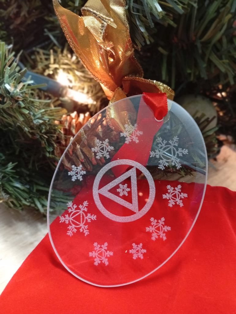 AA Logo Recovery Juleornament – Lasergraveret Glas